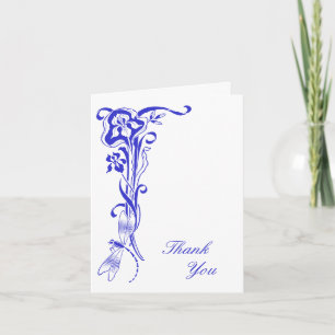 Tarjeta de nota azul real de agradecimiento Iris &