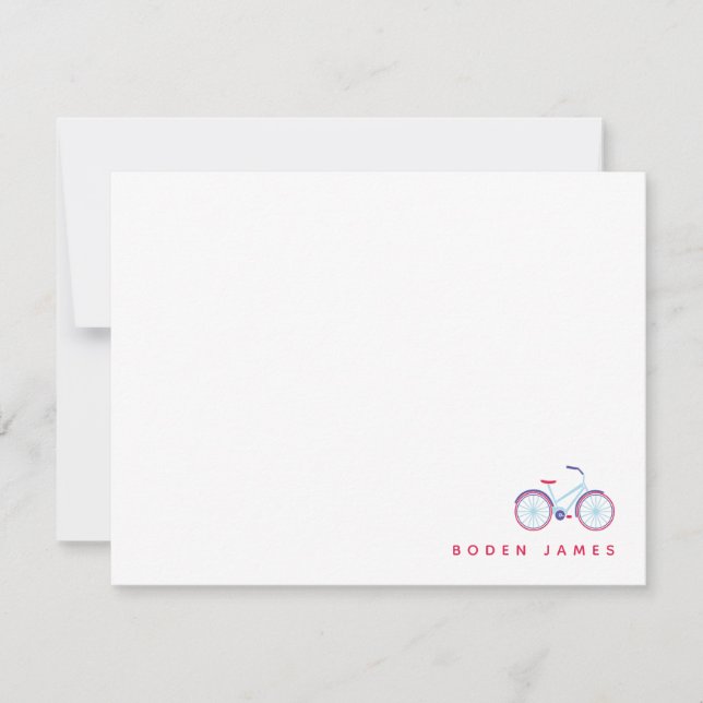 Tarjeta de nota azul rojo de la bicicleta retro mo (Anverso)