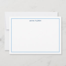 Tarjeta de nota azul simple de borde claro
