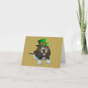 Tarjeta de nota Basset Hound Happy St.Patrick