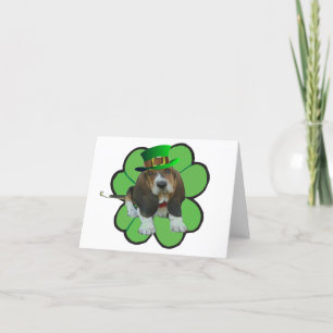 Tarjeta de nota Basset Hound Happy St.Patrick's Cl