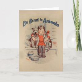 Tarjeta de nota "Be Kind to Animals" de cosecha vi