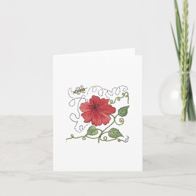 Tarjeta de nota Bee Buzzing Hibuscus Blank (Anverso)