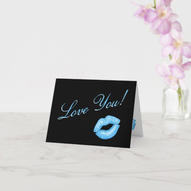 Tarjeta de nota Besada de pintalabios azules (Orquídea)