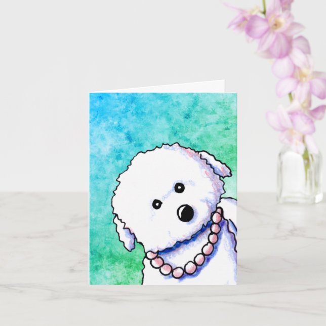 Tarjeta De Nota Bichon In Pearls (Orquídea)
