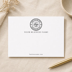Tarjeta de nota blanca con logotipo de empresa