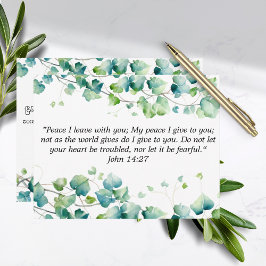 Tarjeta de nota blanca John 14:27 de marfil birman