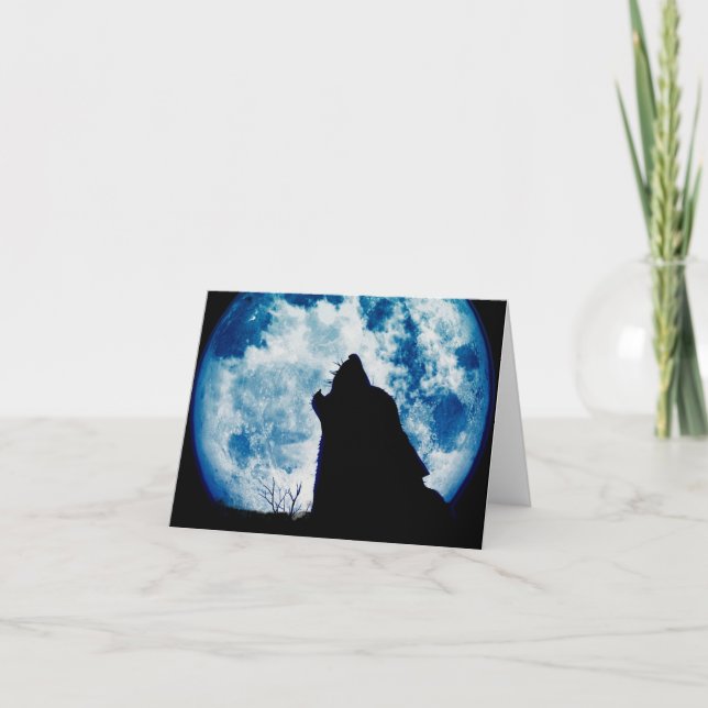 Tarjeta de nota Blue Moon Wolf (Anverso)