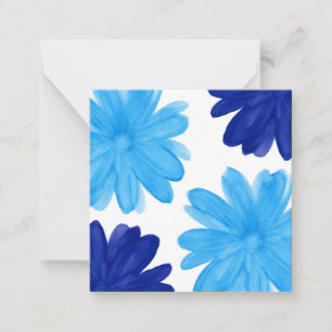 Tarjeta de nota Blue Royal Blue Watercolor Flores