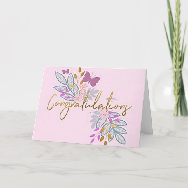 Tarjeta de nota Boda "Butterfly Wishes" (Anverso)