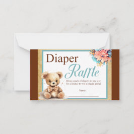Tarjeta de nota Boho Blue Bear Baby Shower Diaper