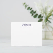 Tarjeta de nota botánica azul marino elegante