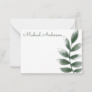 Tarjeta de nota botánica verde minimalista