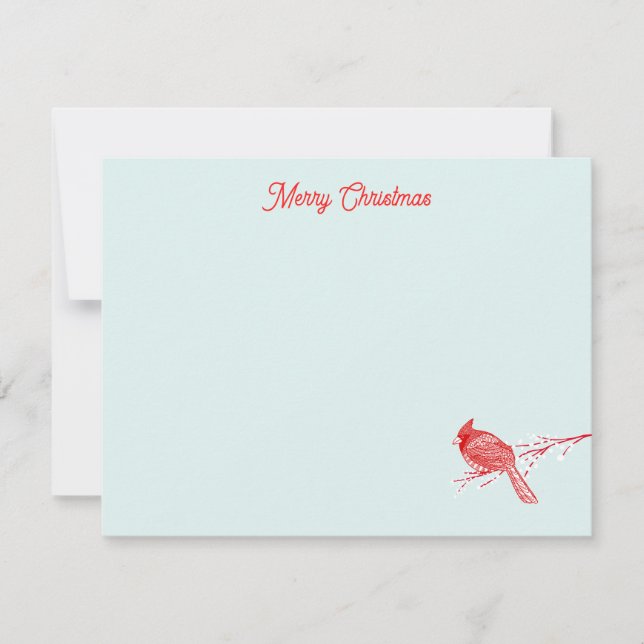 Tarjeta de nota cardinal de nieve para navidades (Anverso)
