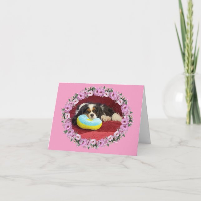 Tarjeta de nota Cavalier King Charles Spaniel Blan (Anverso)