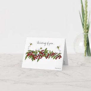 Tarjeta de nota Cherry and Bumble Bee Blank