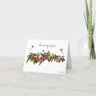 Tarjeta de nota Cherry and Bumble Bee Blank