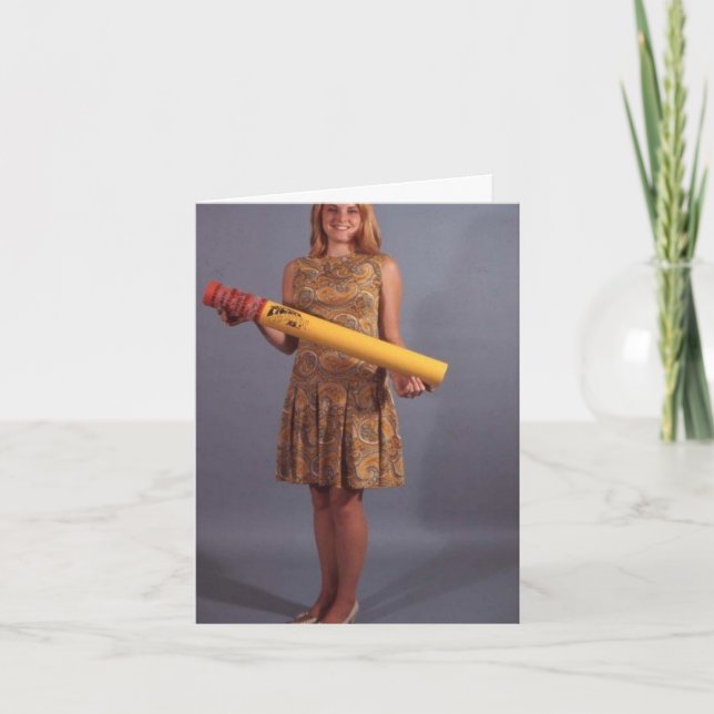 Tarjeta de nota "Chica con lápiz gigante" de estil (Anverso)