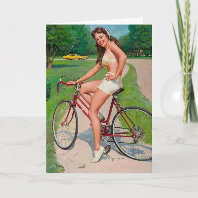 Tarjeta de nota "Chica en bicicleta" (Anverso)