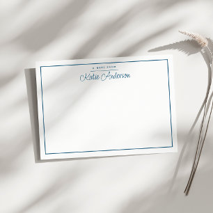 Tarjeta de nota cian azul con guión cursivo mínimo