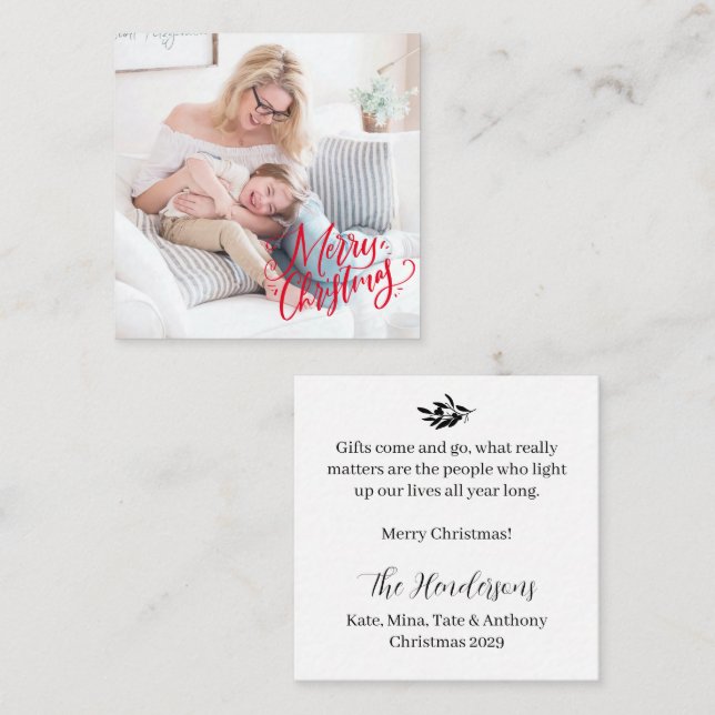 Tarjeta de nota clásica para el presupuesto navide (Anverso / Reverso)