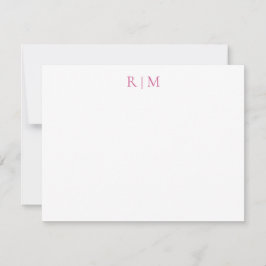 Tarjeta de nota clásica simple rosa de dos monogra