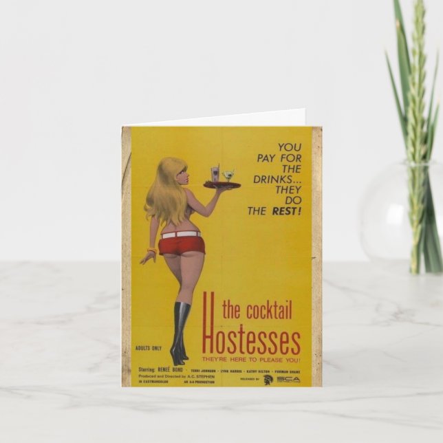 Tarjeta de nota "Cocktail Hostesses" de estilo vin (Anverso)