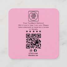 Tarjeta de nota comercial de código QR de reseñas 