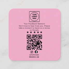 Tarjeta de nota comercial de código QR de reseñas
