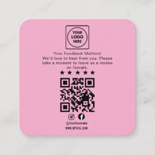 Tarjeta de nota comercial de código QR de reseñas 