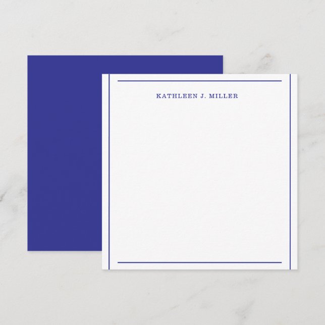 Tarjeta de nota con borde azul real elegante (Anverso / Reverso)
