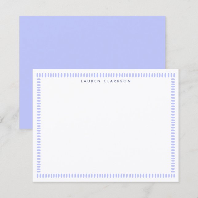 Tarjeta de nota con borde de franja de lavanda pin (Anverso / Reverso)