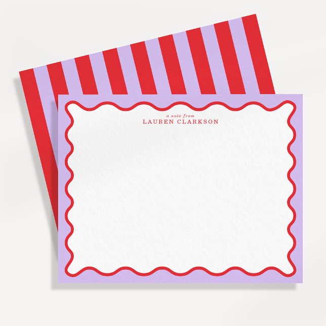 Tarjeta de nota con borde ondulado morado y rojo v (Subido por el creador)