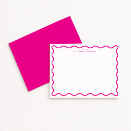 Tarjeta de nota con borde ondulado rosa moderno