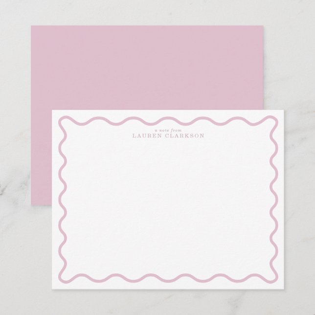 tarjeta de nota con borde ondulado rosa pastel (Anverso / Reverso)