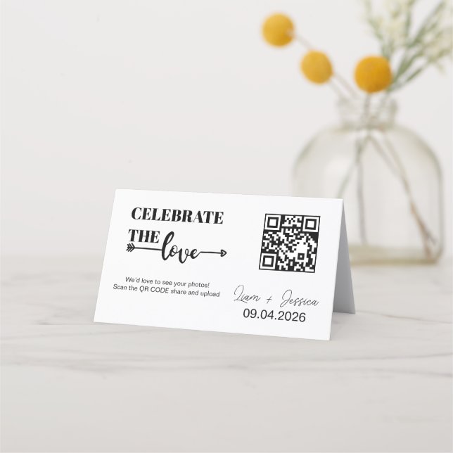 Tarjeta de nota con código QR de amor con letra mo (Anverso)