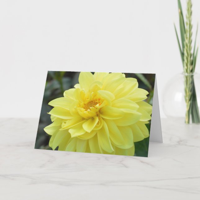 Tarjeta de nota con dahlia amarilla (Anverso)