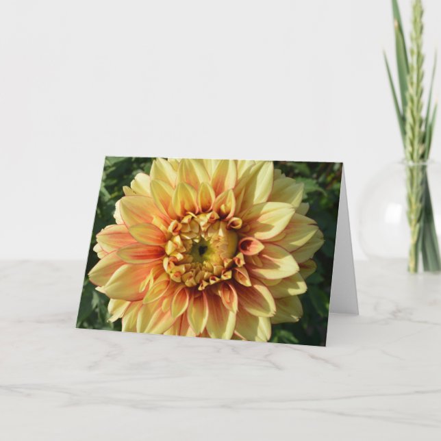 Tarjeta de nota con dahlia amarilla (Anverso)