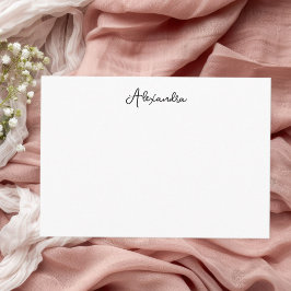 Tarjeta de nota con guión elegante y nombre simple