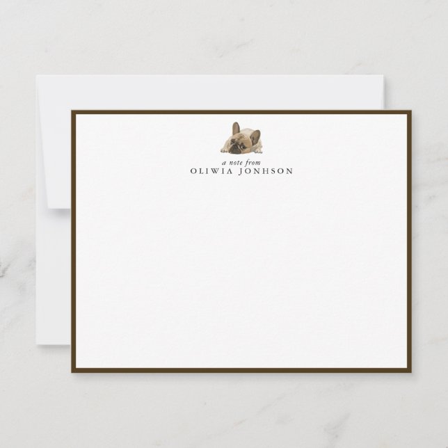 Tarjeta de nota con ilustración de Bulldog Francés (Anverso)