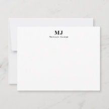 Tarjeta de nota con iniciales de monograma simples