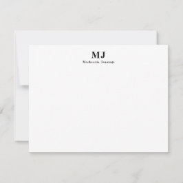 Tarjeta de nota con iniciales de monograma simples