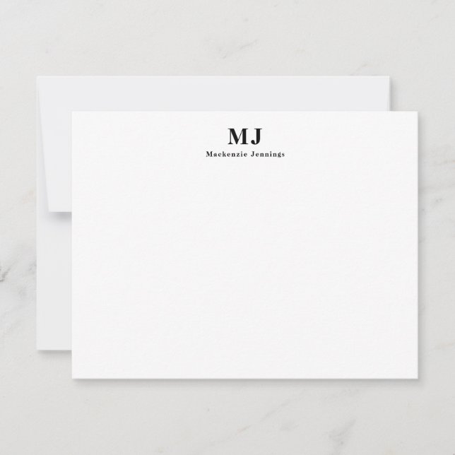 Tarjeta de nota con iniciales de monograma simples (Anverso)