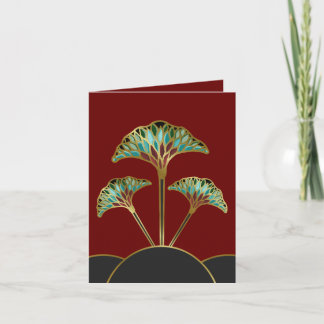 Tarjeta de nota con las hojas del Ginkgo del art