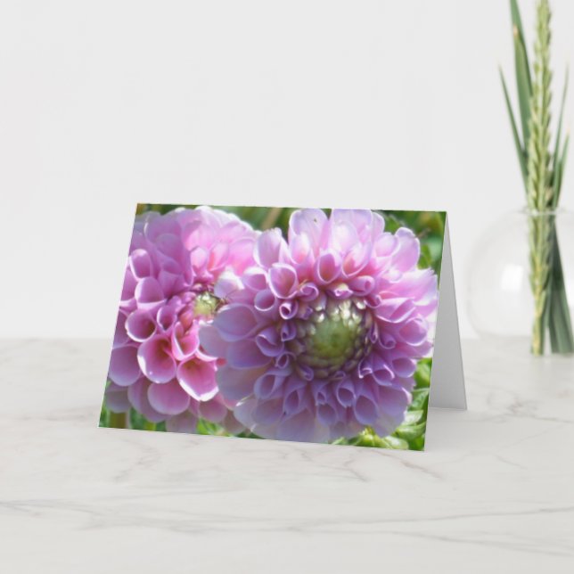 Tarjeta de nota con lavender dahlias (Anverso)
