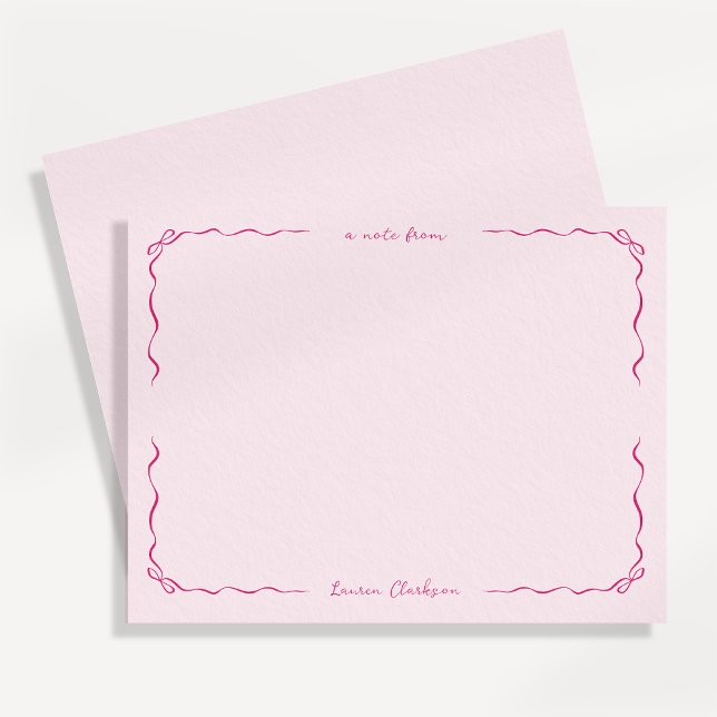 Tarjeta de nota con lazo caprichoso borde rosa (Subido por el creador)