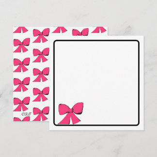 Tarjeta de nota con lazo rosa