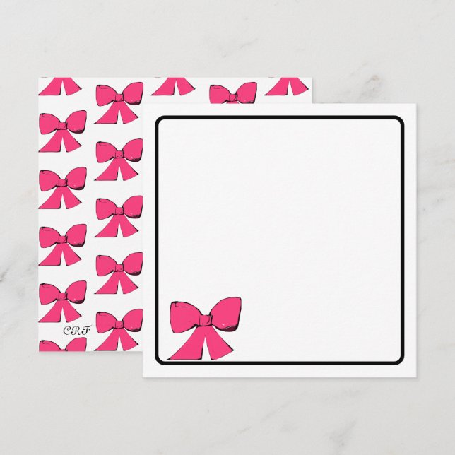 Tarjeta de nota con lazo rosa (Anverso / Reverso)