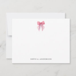 Tarjeta de nota con lazo rosa personalizado