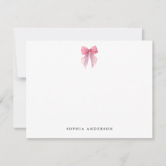 Tarjeta de nota con lazo rosa personalizado